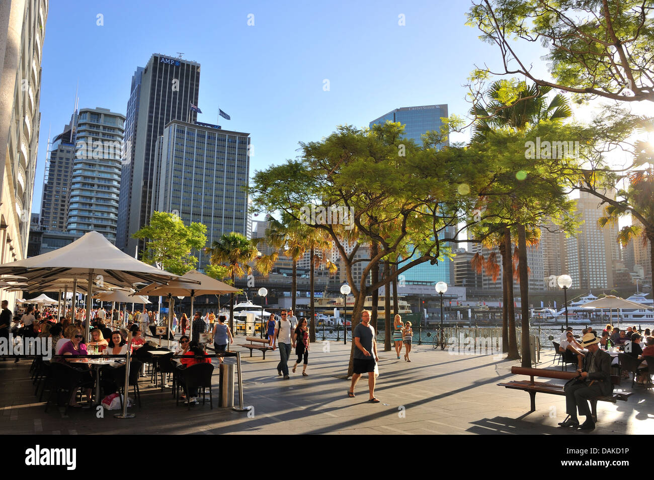 Circular Quay with views over Sydney, Australia Stock Photo