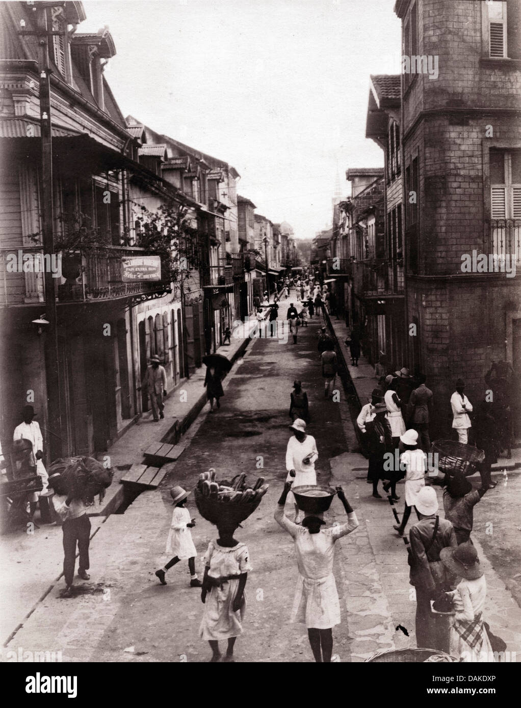 Street Near Market, Fort de France, Martinique, 1930 Stock Photo