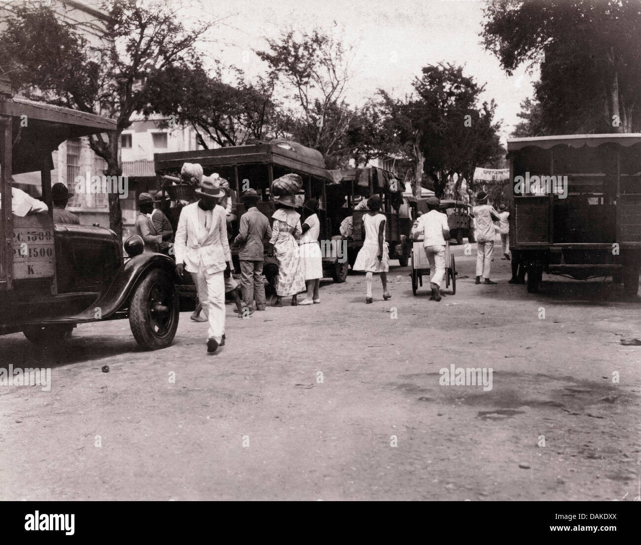 Catching a Bus, Fort de France, Martinique, 1930 Stock Photo