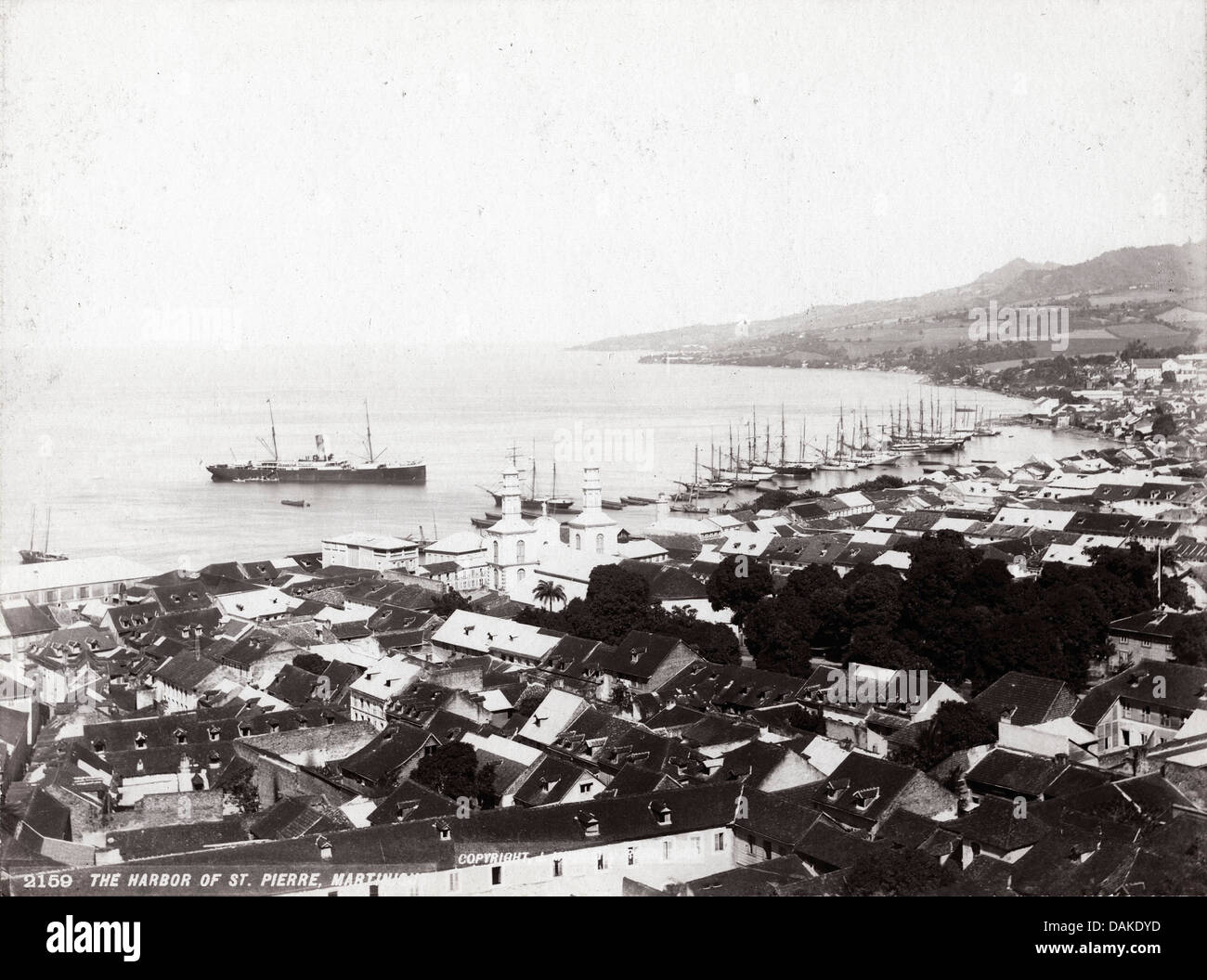 Harbour of St Pierre, Martinique, 1898, by J. Murray Jordan - Stock Photo