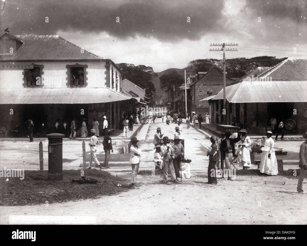 Street View, Port of Spain, Trinidad, ca 1890 Stock Photo