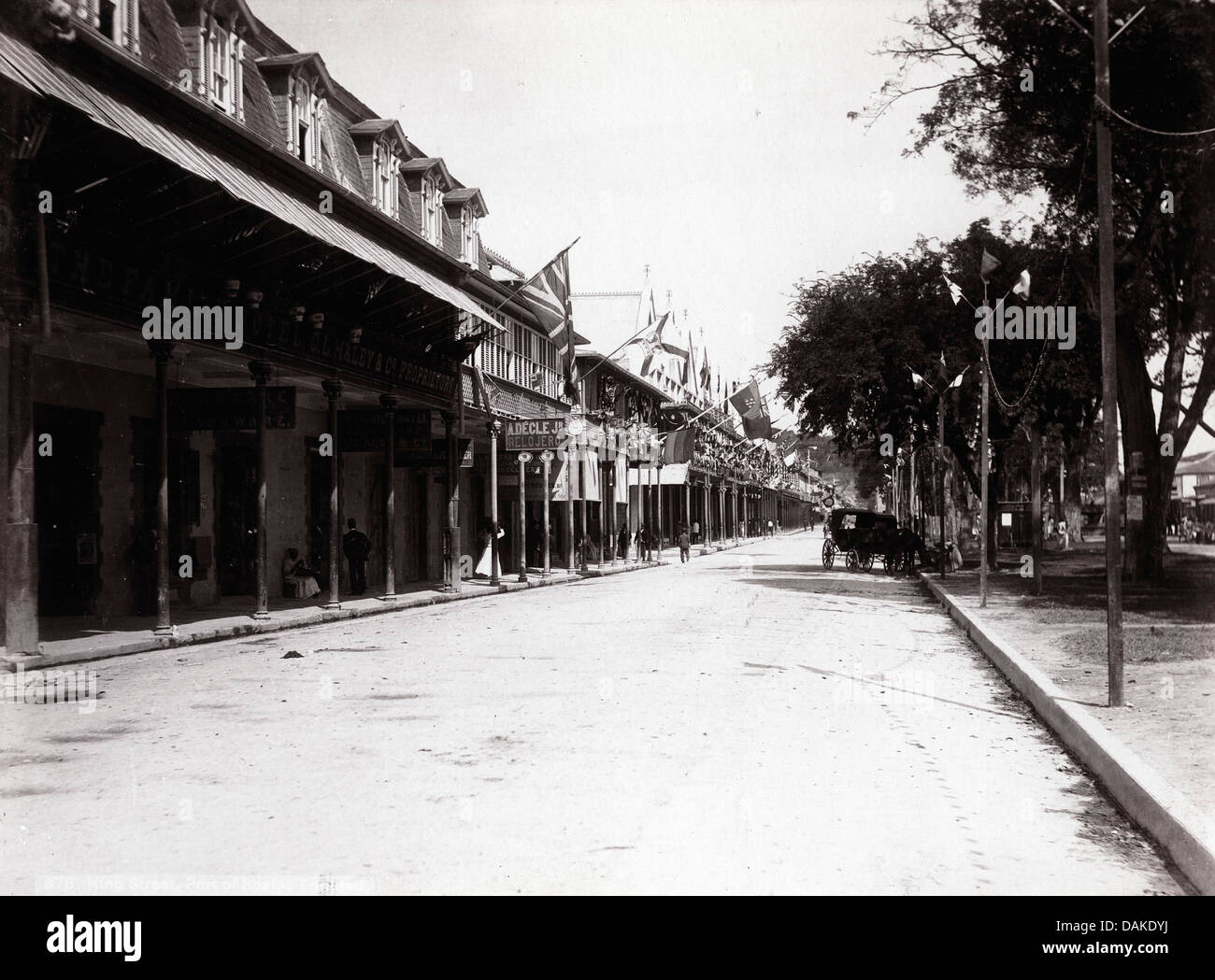 King Street, Port of Spain, Trinidad, ca 1890 Stock Photo