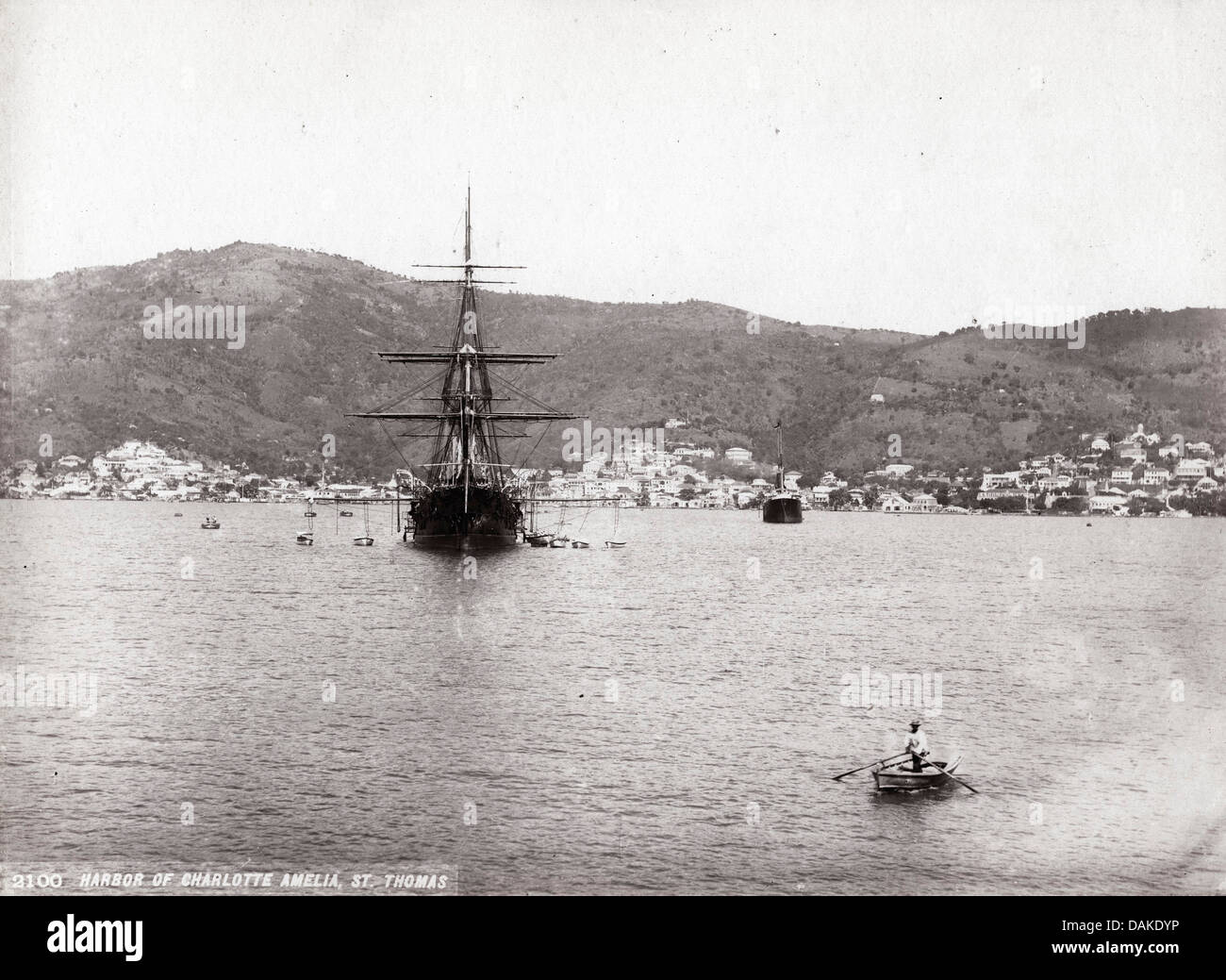 Harbour of Charlotte Amalie, St Thomas, ca 1890 Stock Photo