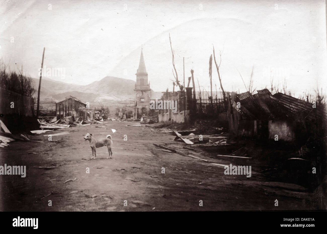 Morne Rouge after the Eruption of August 30, 1902 Stock Photo