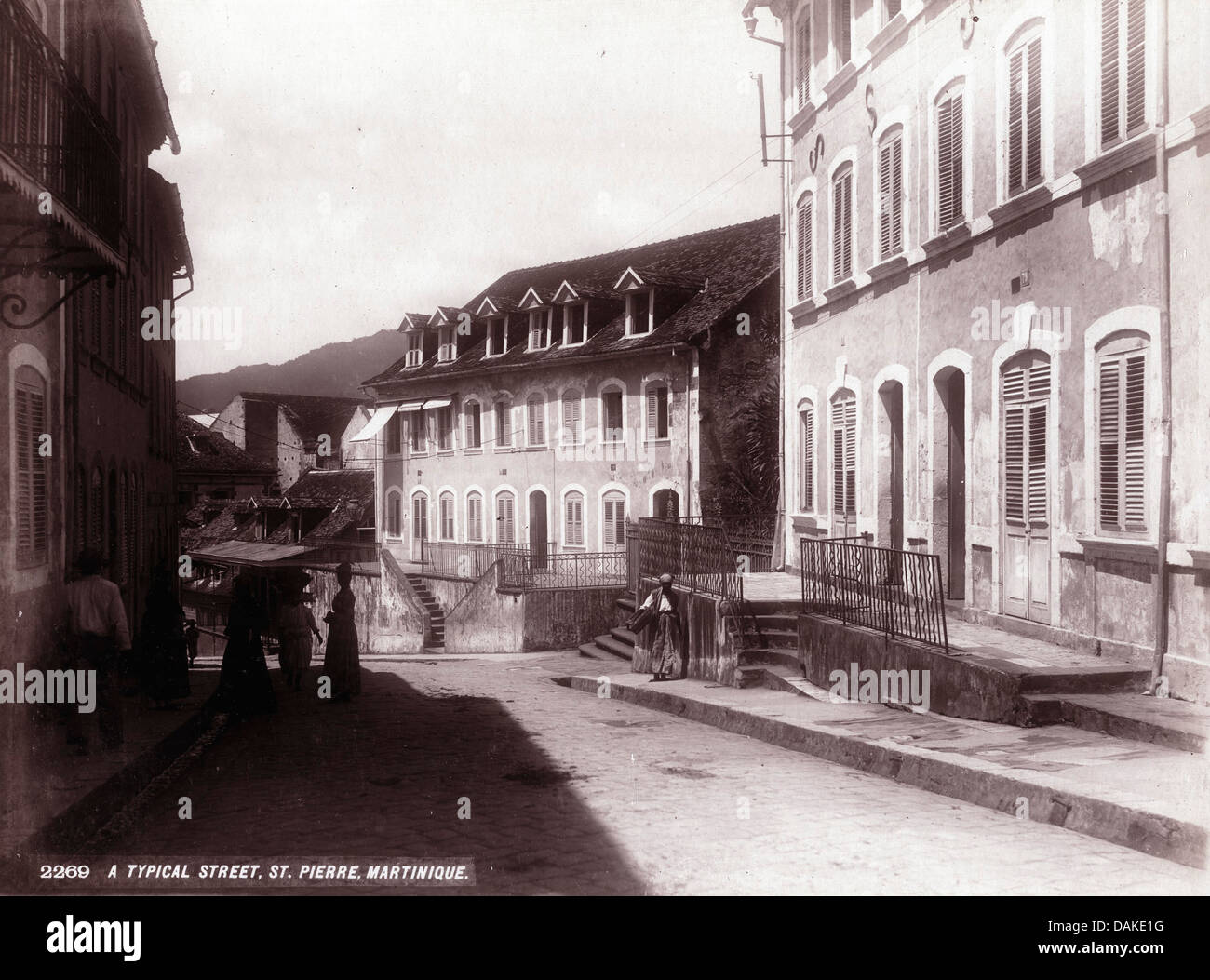 A Street in St Pierre, Martinique, 1898, by J. Murray Jordan Stock Photo