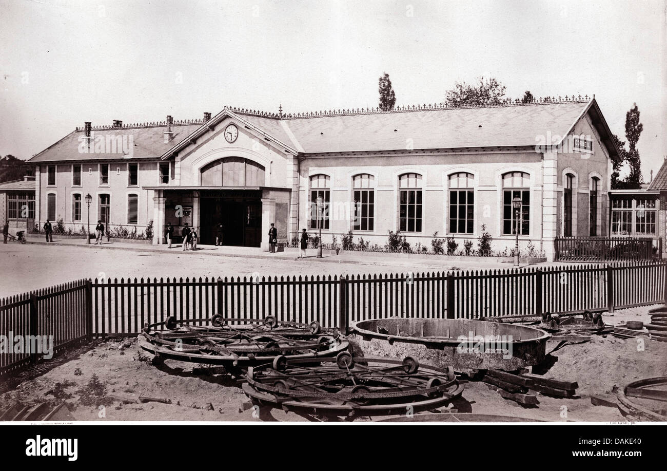 Gare de Corbeil, 1865, by Auguste Hippolyte Collard Stock Photo