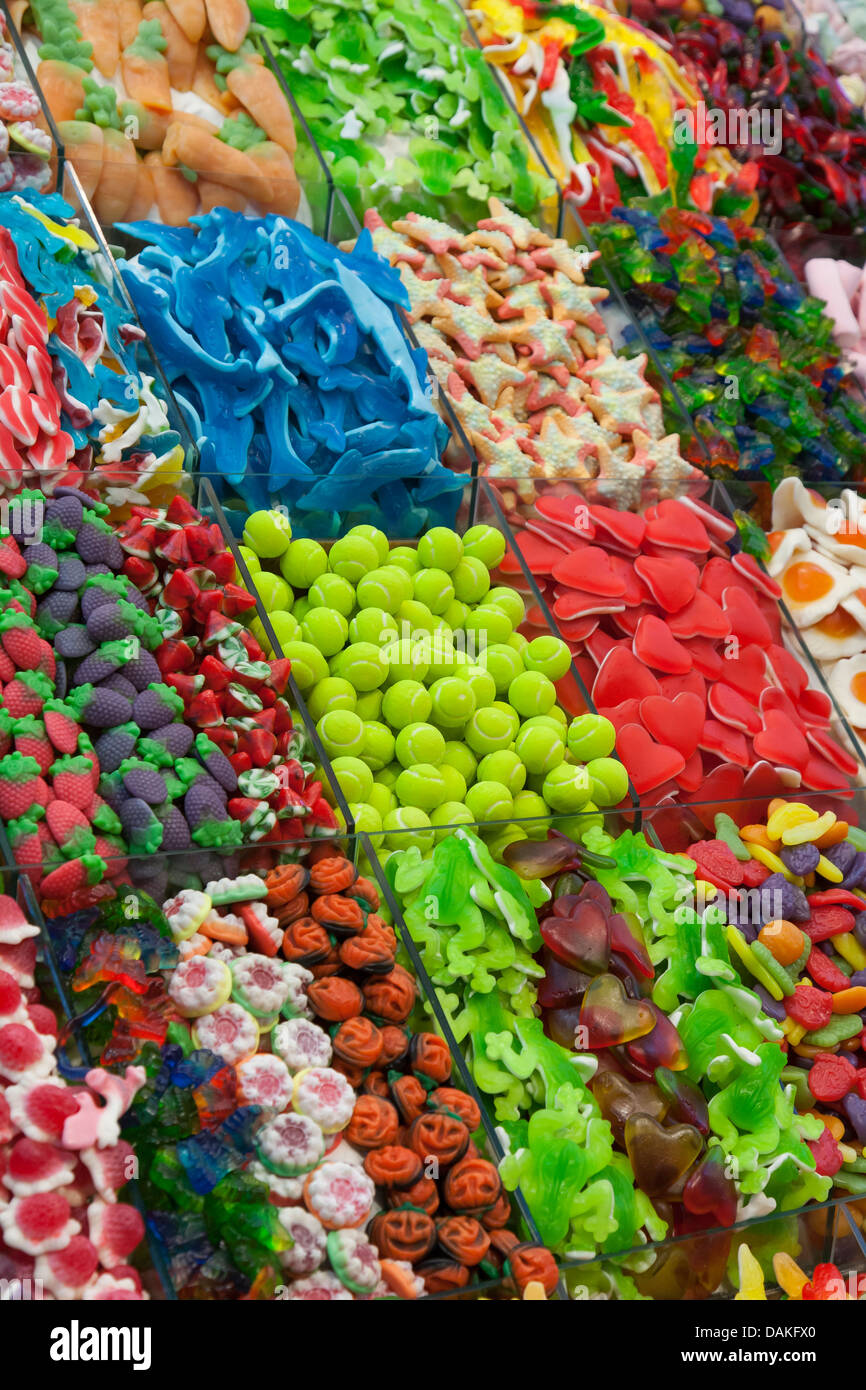 Confections for sale at La Boqueria Market - Barcelona, Catalonia, Spain Stock Photo