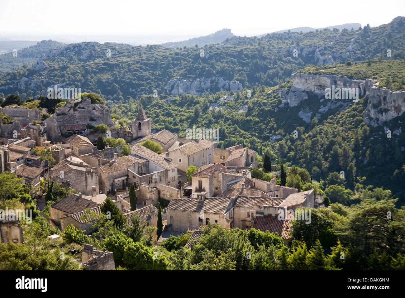 view to historical village centre, France, Provence, Les Baux-de-Provence Stock Photo