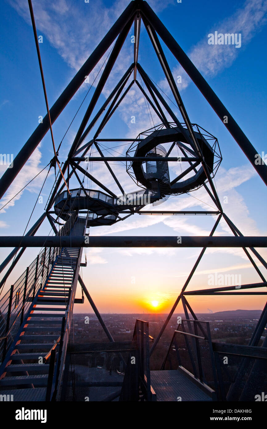 Tetraeder in Bottrop at sunset, Germany, North Rhine-Westphalia, Ruhr Area, Bottrop Stock Photo