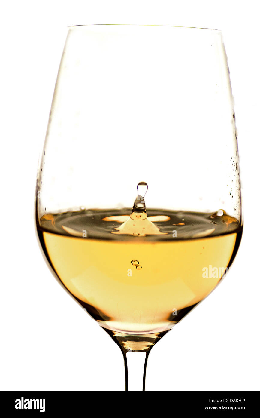 white wine in wine glass Stock Photo