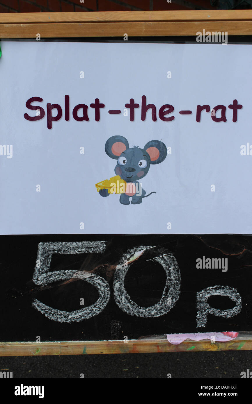 Splat the rat sign at school summer fair Stock Photo