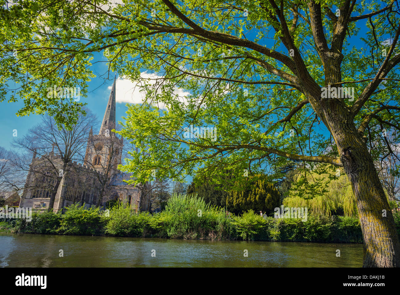 Trinity church on the banks of the river Avon in Stratford-Upon-Avon, United Kingdom Stock Photo
