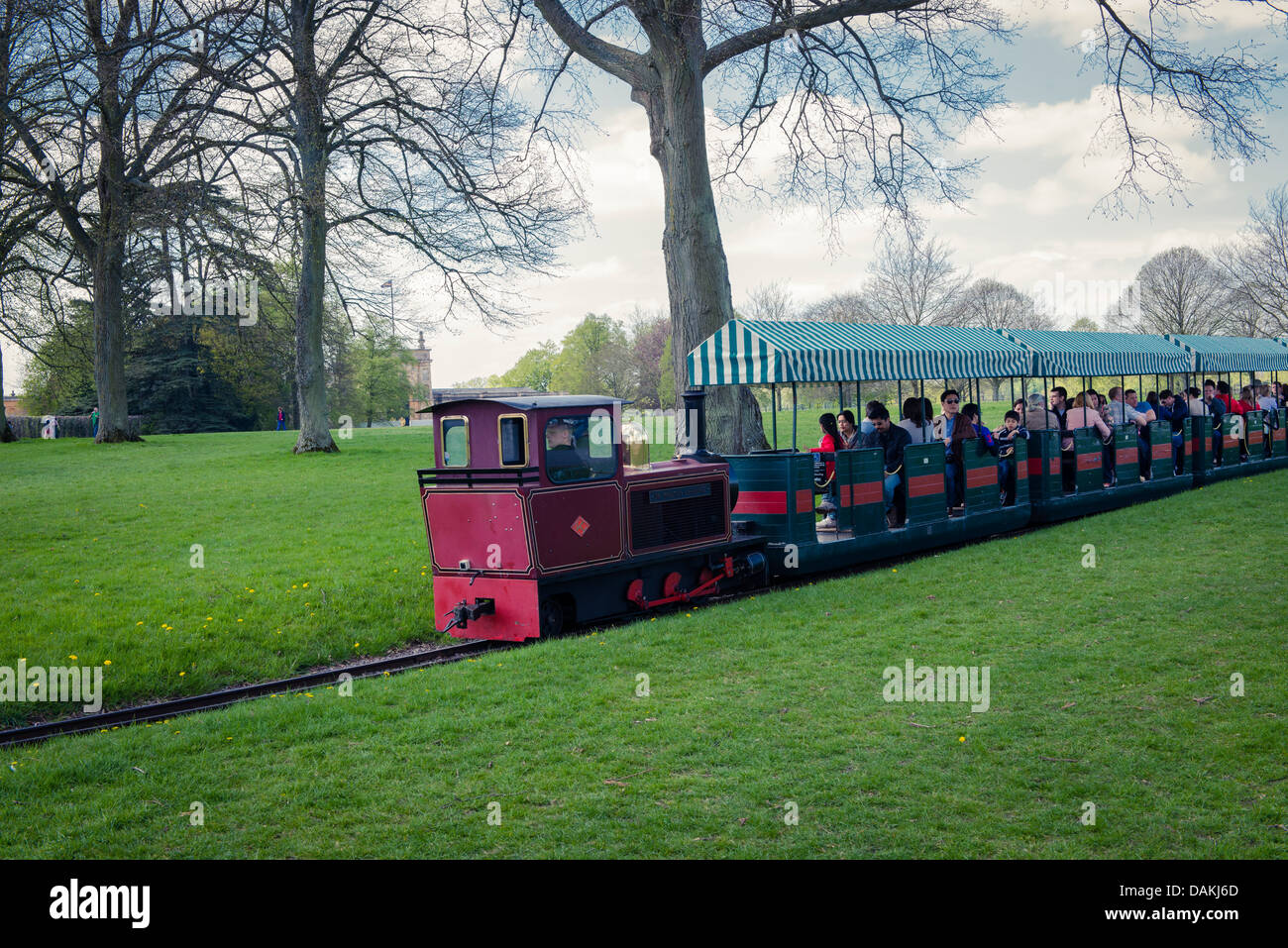 Bleinheim Palace Railway train in the Blenheim Palace gardens, Woodstock, Oxfordshire, United Kingdom Stock Photo