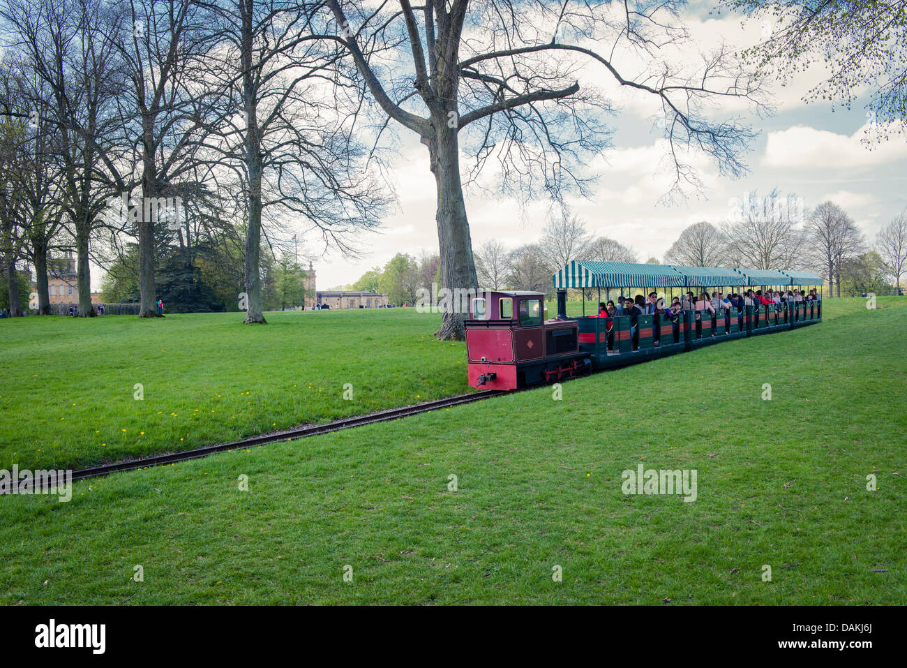 Bleinheim Palace Railway train in the Blenheim Palace gardens, Woodstock, Oxfordshire, United Kingdom Stock Photo
