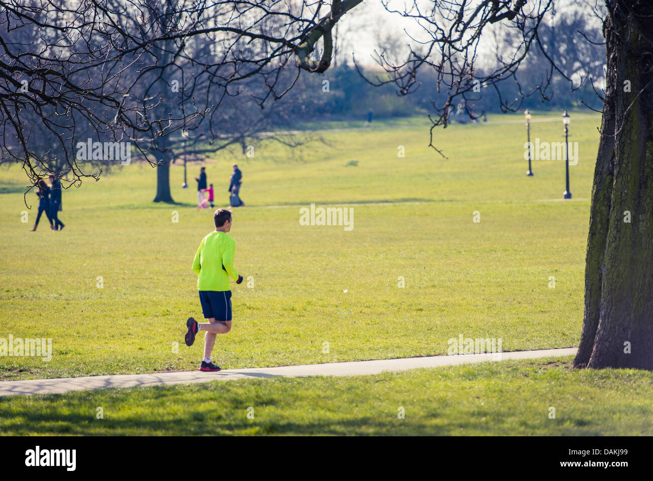 A jogger on Primrose Hill, London Stock Photo