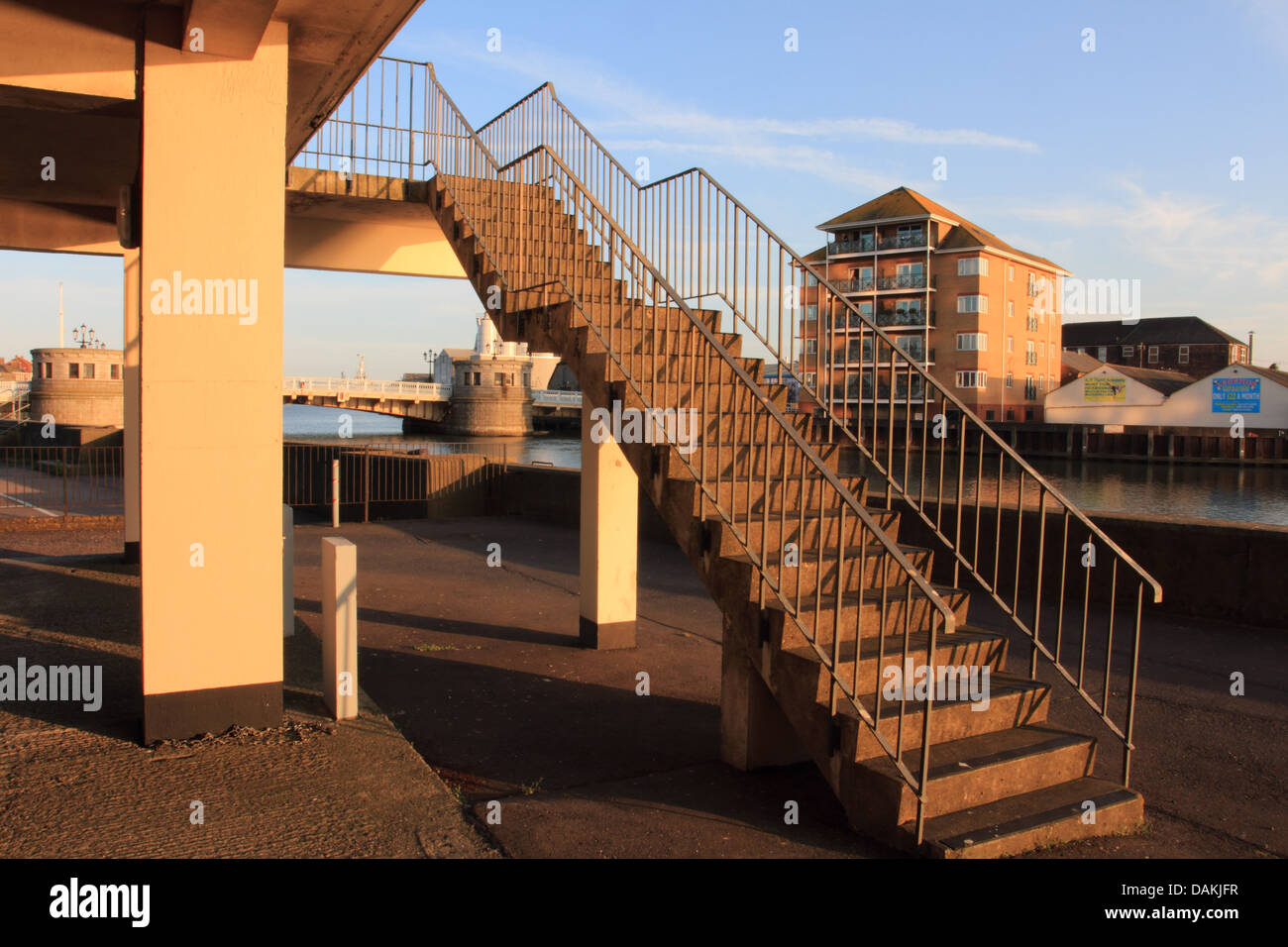 stair case to Havenbridge House,River quay apartment block next to