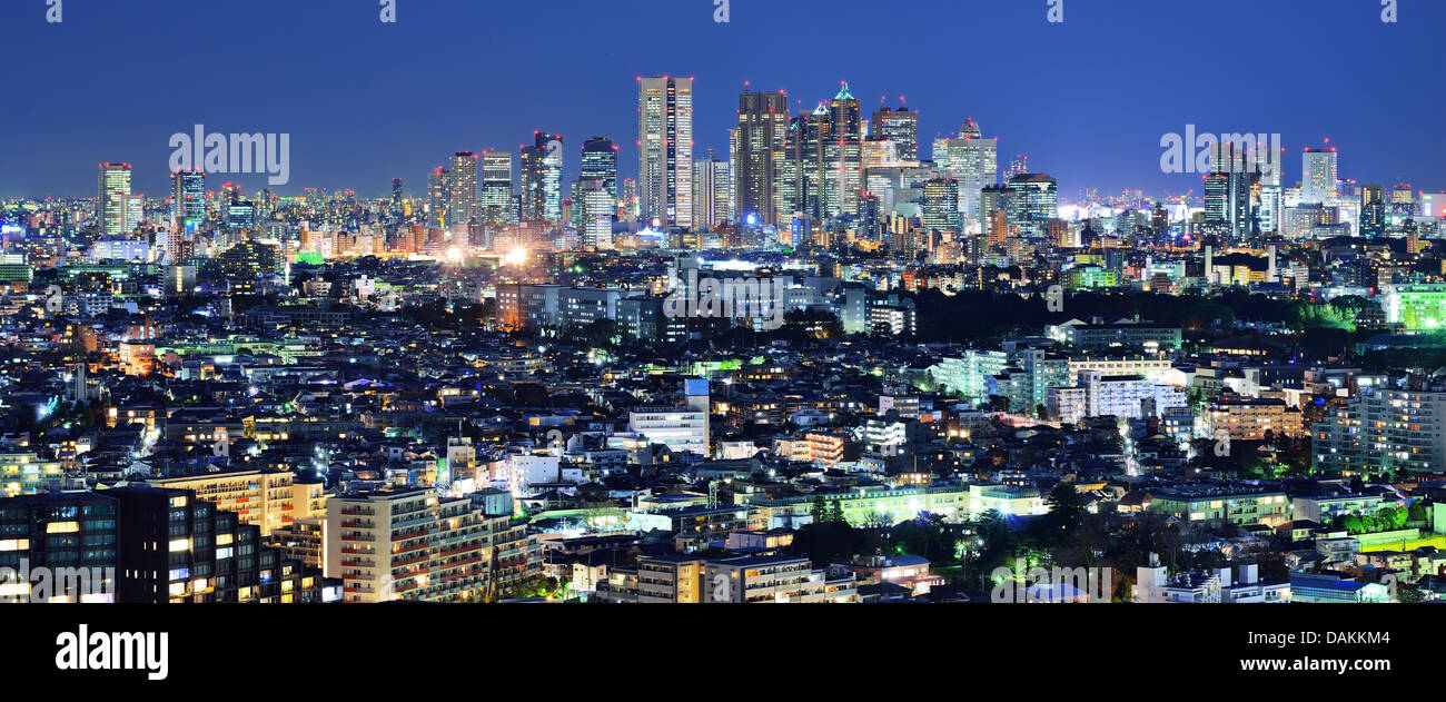Tokyo, Japan Panorama looking towards the Shinjuku financial district from the Ebisu district. Stock Photo