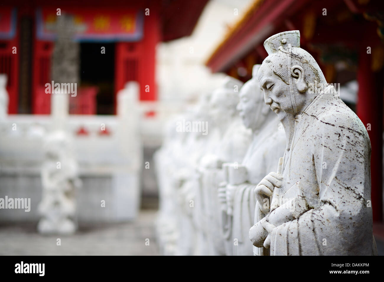 Close up of sculptures of Confucius' disciples at Confucius Shrine in Nagasaki, JP. Stock Photo