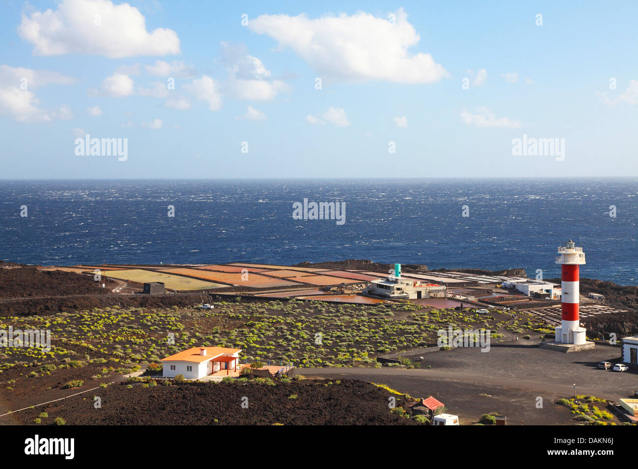 lighthouse at Punta de Fuencaliente, Canary Islands, La Palma, Fulicaliente Stock Photo