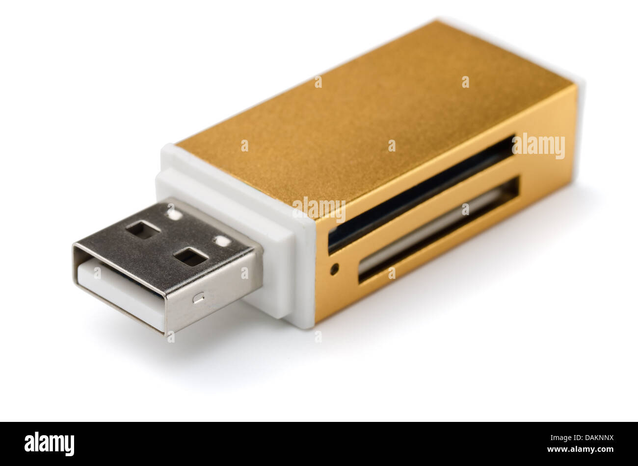 External USB multi card reader isolated on white Stock Photo