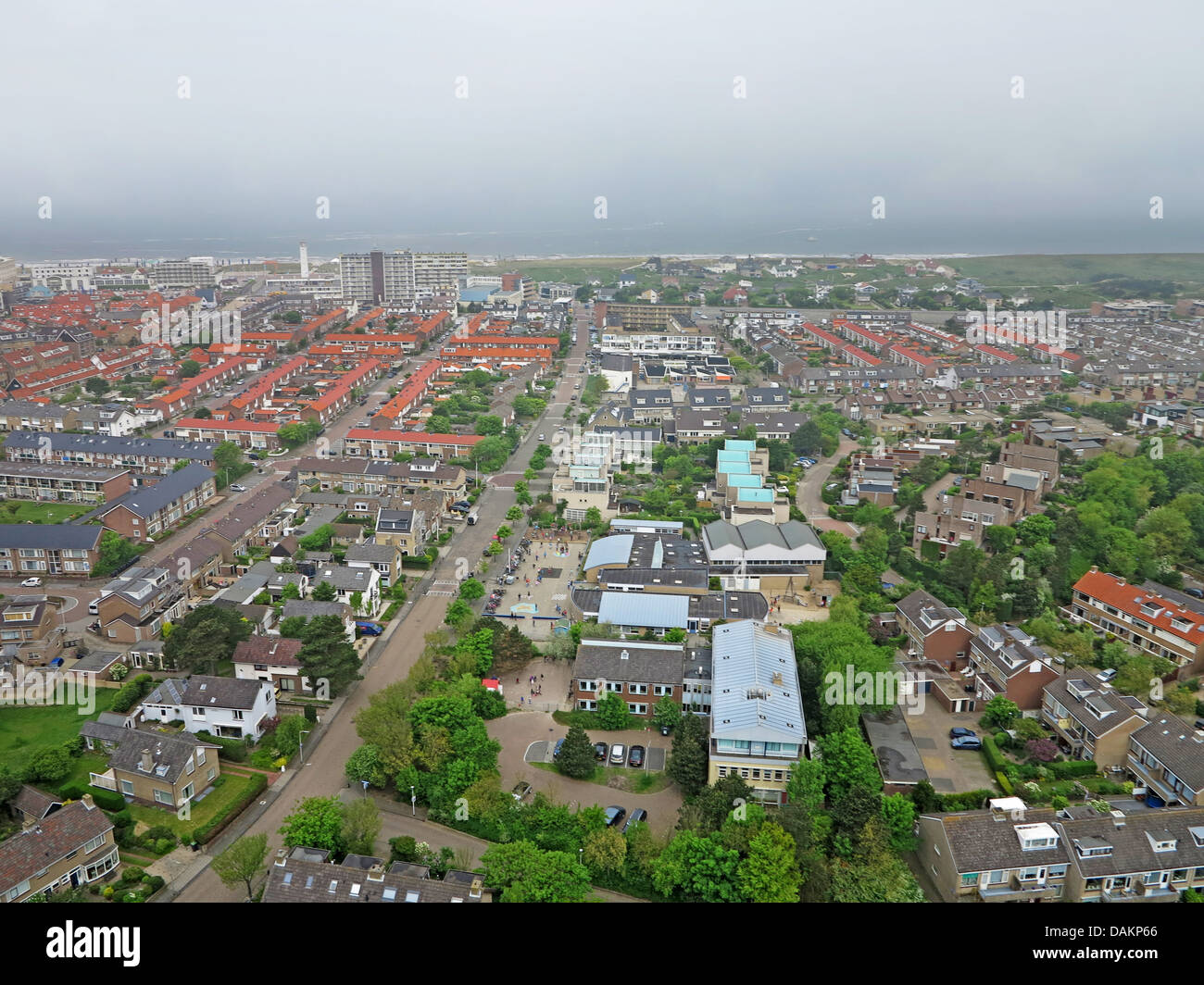 aerial panoramic view of the coastal town, Netherlands, South Holland ...