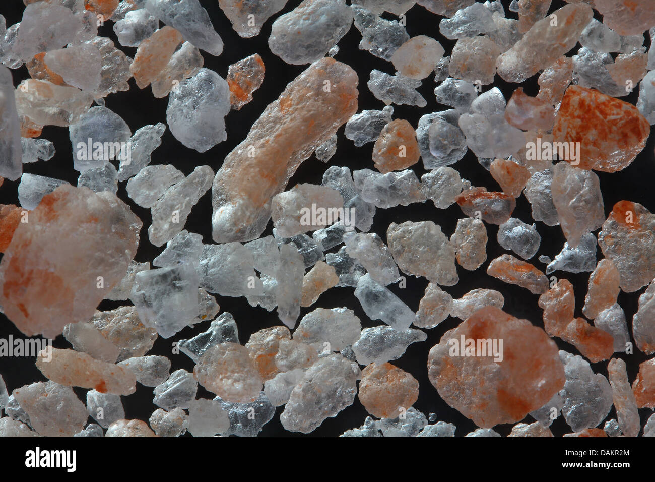 Pink Himalayan Sea Salt Crystals (close-up) - Deposited from Ancient Ocean Stock Photo