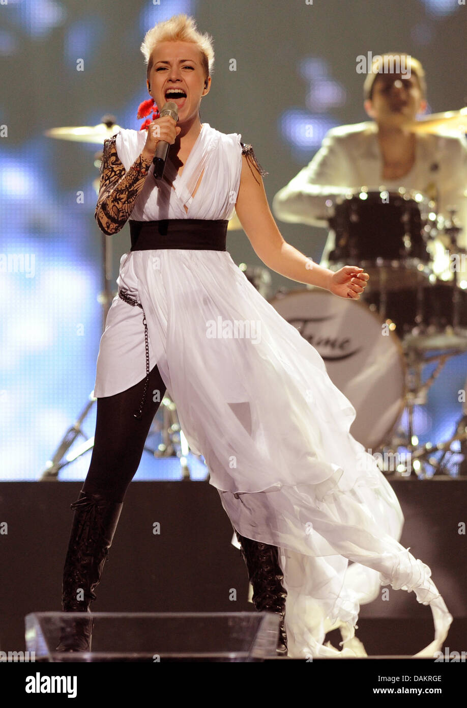 Poli Genova representing Bulgaria performs at the first rehearsal for the  second Semi-Final of the Eurovision Song Contest in Duesseldorf, Germany,  04 May 2011. The Final of the 56th Eurovision Song Contest