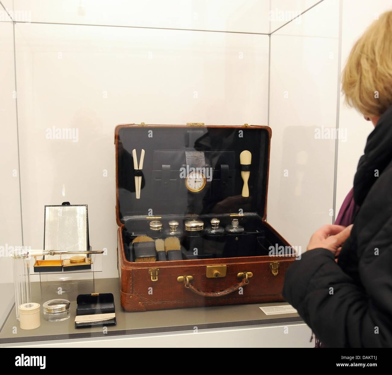 A vanity case of the Austrian Empress Sisi is pictured as a part of the Sisi exhibition at Britz Castle in Berlin, Germany, 4 May 2011. The exhibition will show unknown sides of the famous empress who revolted against the court rules and devoted herself to her private concerns. The exhibition 'Sisi - Empress of Austria/ Myth and Truth' will be open until October 2011. Photo: Britta Stock Photo