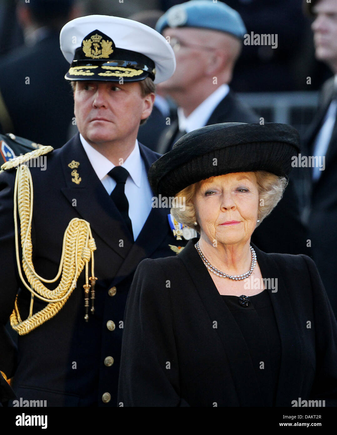 Queen Beatrix of The Netherlands and Crown Prince Willem-Alexander attend the National Remembrance Day ceremony to commemorate the victims of World War II at the Dam square in Amsterdam, The Netherlands, 4 May 2011.Photo: Patrick van Katwijk NETHERLANDS OUT Stock Photo