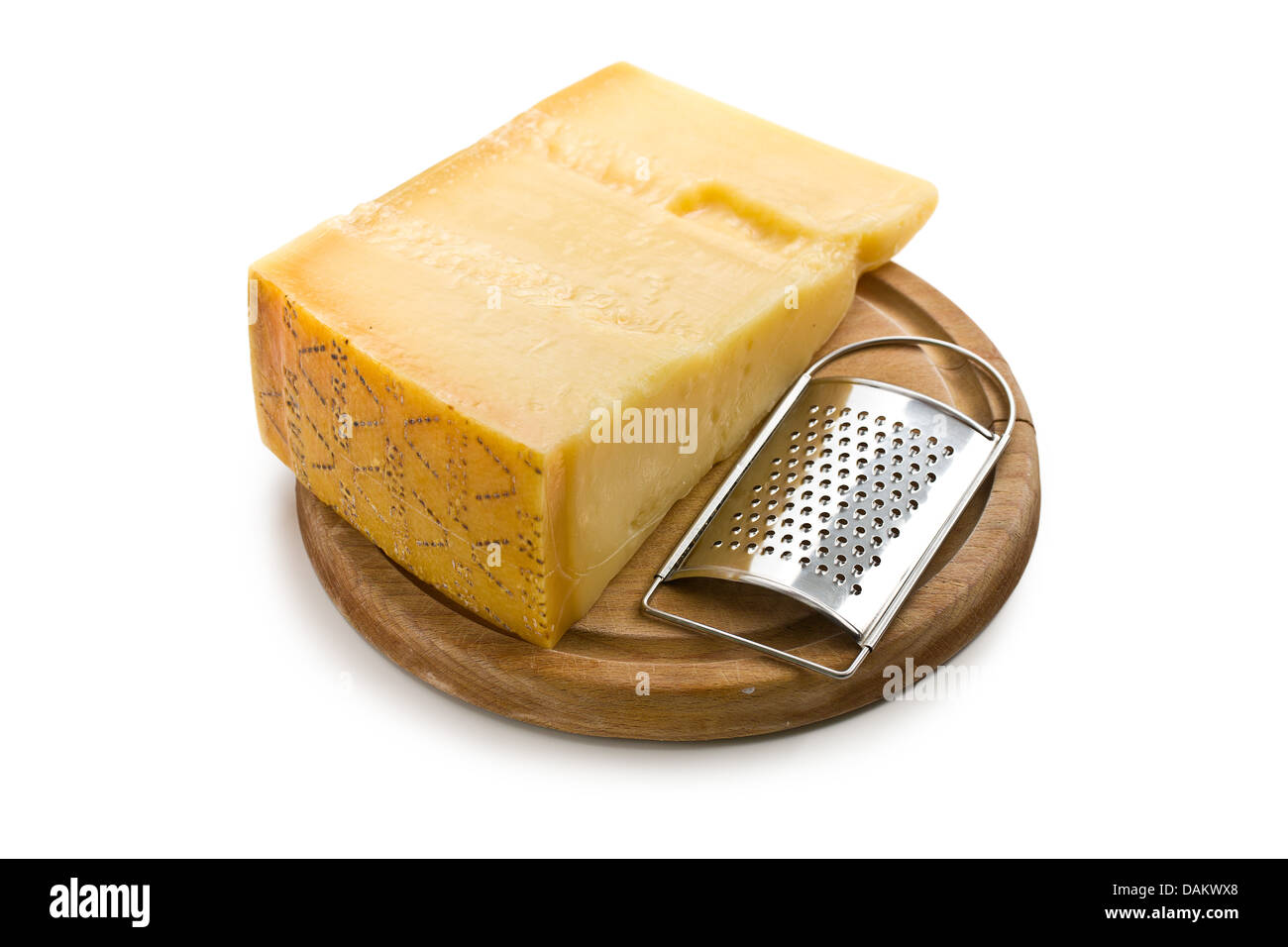 Italian hard cheese on white background Stock Photo