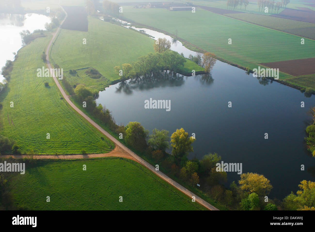 aerial photograph of the old Maas, river Grensmaas at Stokkem, Belgium, Limburg Stock Photo