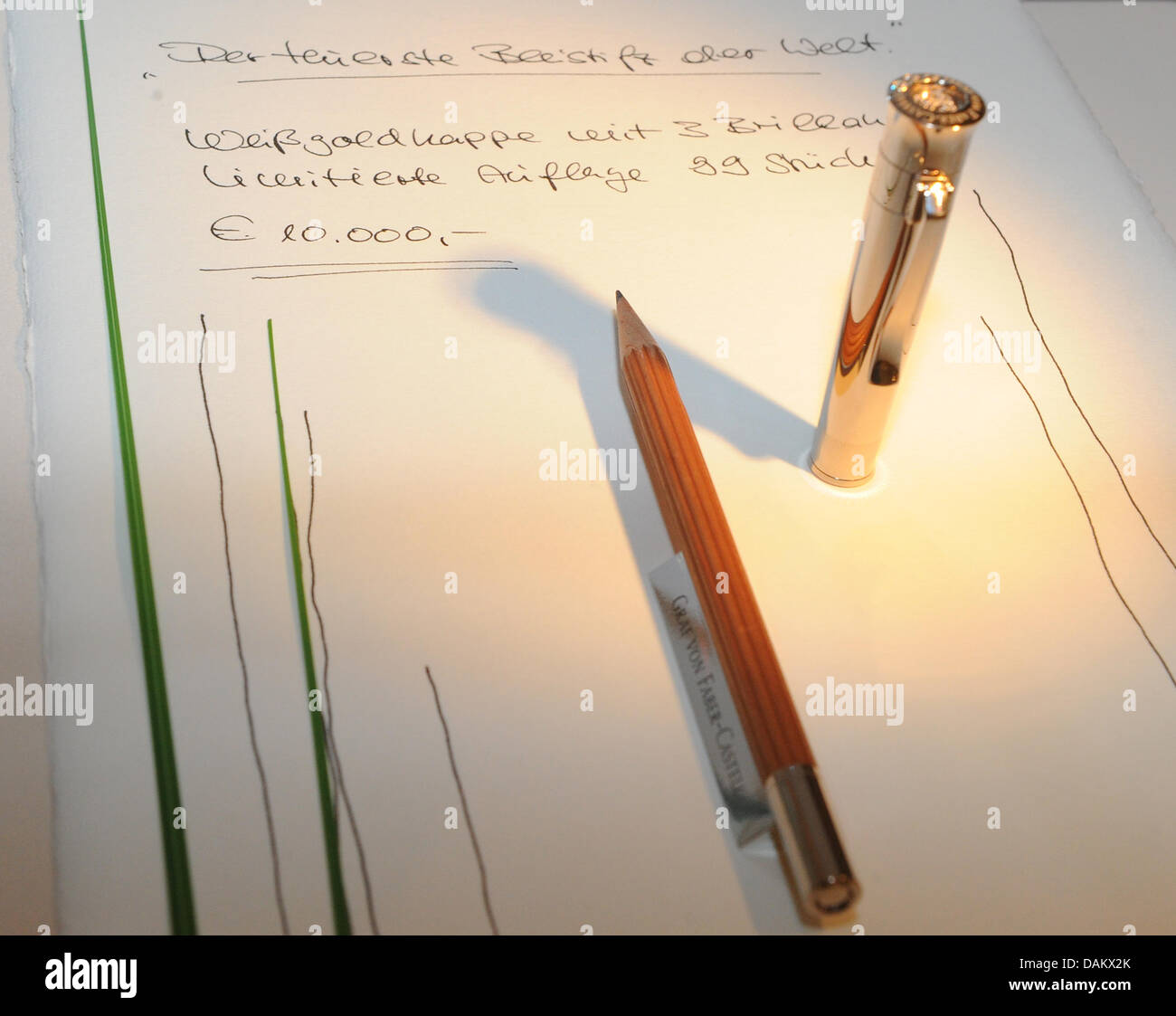 Faber-Castell's most expensive 10,000 euro pencil is displayed as part of  the 250th anniversary of the company at the KaDeWe in Berlin, Germany, 4  May 2011. Photo: Jens Kalaene Stock Photo - Alamy