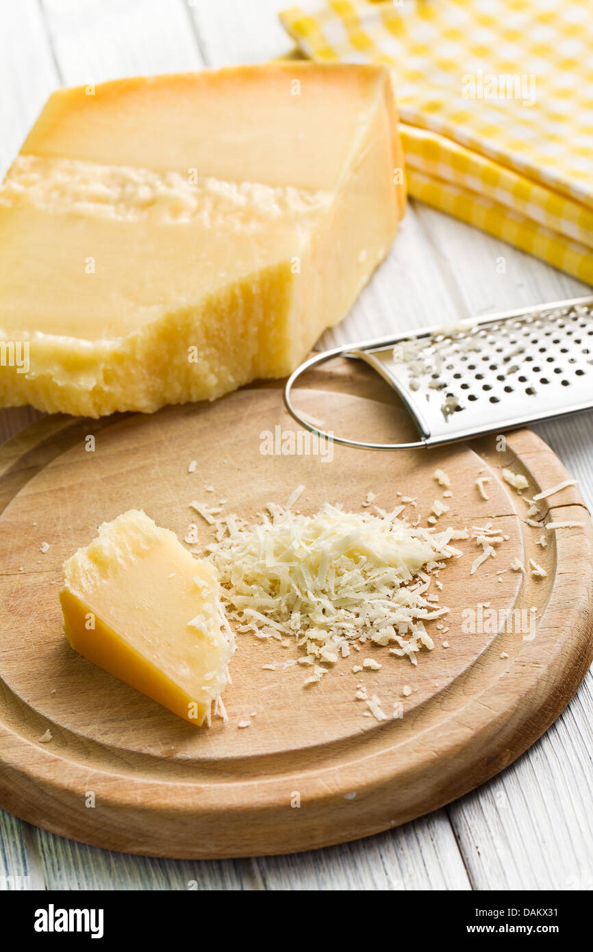 the grated italian hard cheese Stock Photo