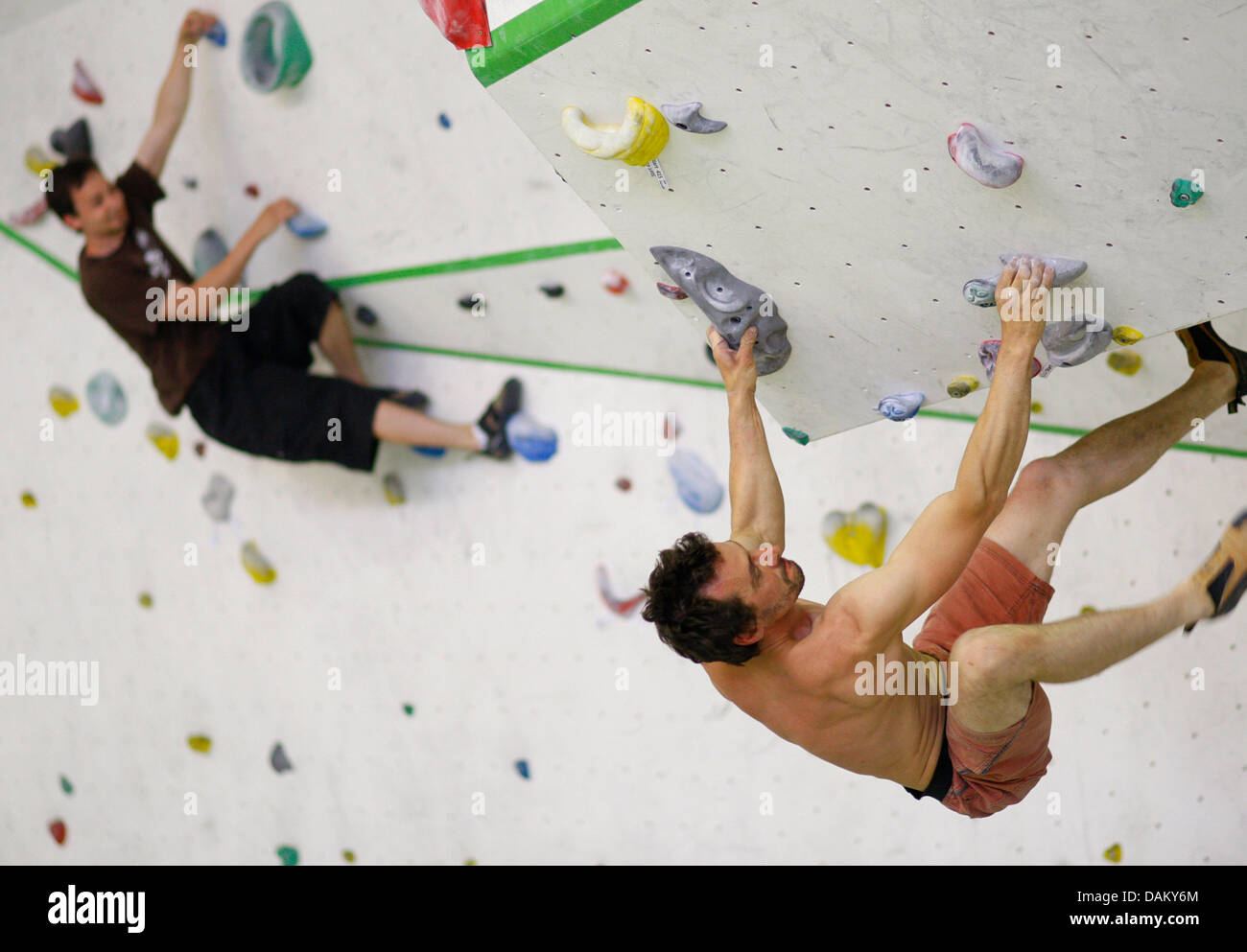 Boulderer practise at the Boulder gym 'Ostbloc' in Berlin, Germany, 11