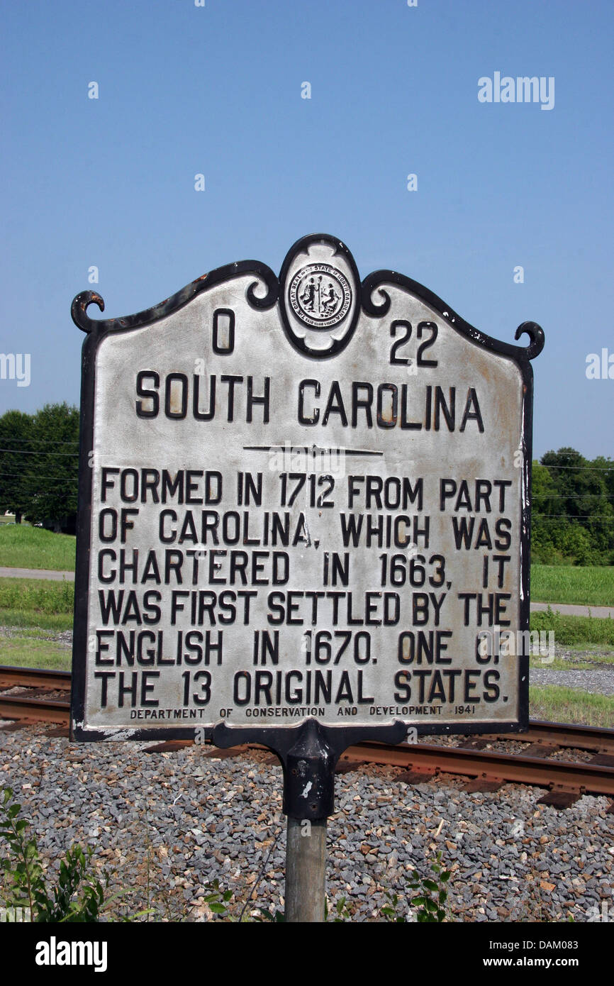 SOUTH CAROLINA Formed in 1712 from part of Carolina, which was