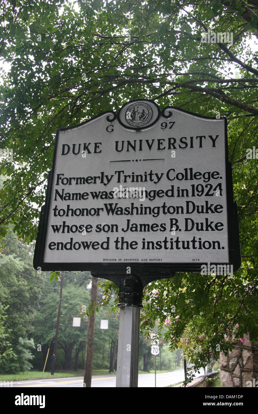 DUKE UNIVERSITY Formerly Trinity College. Name was changed in 1924 to honor Washington Duke
