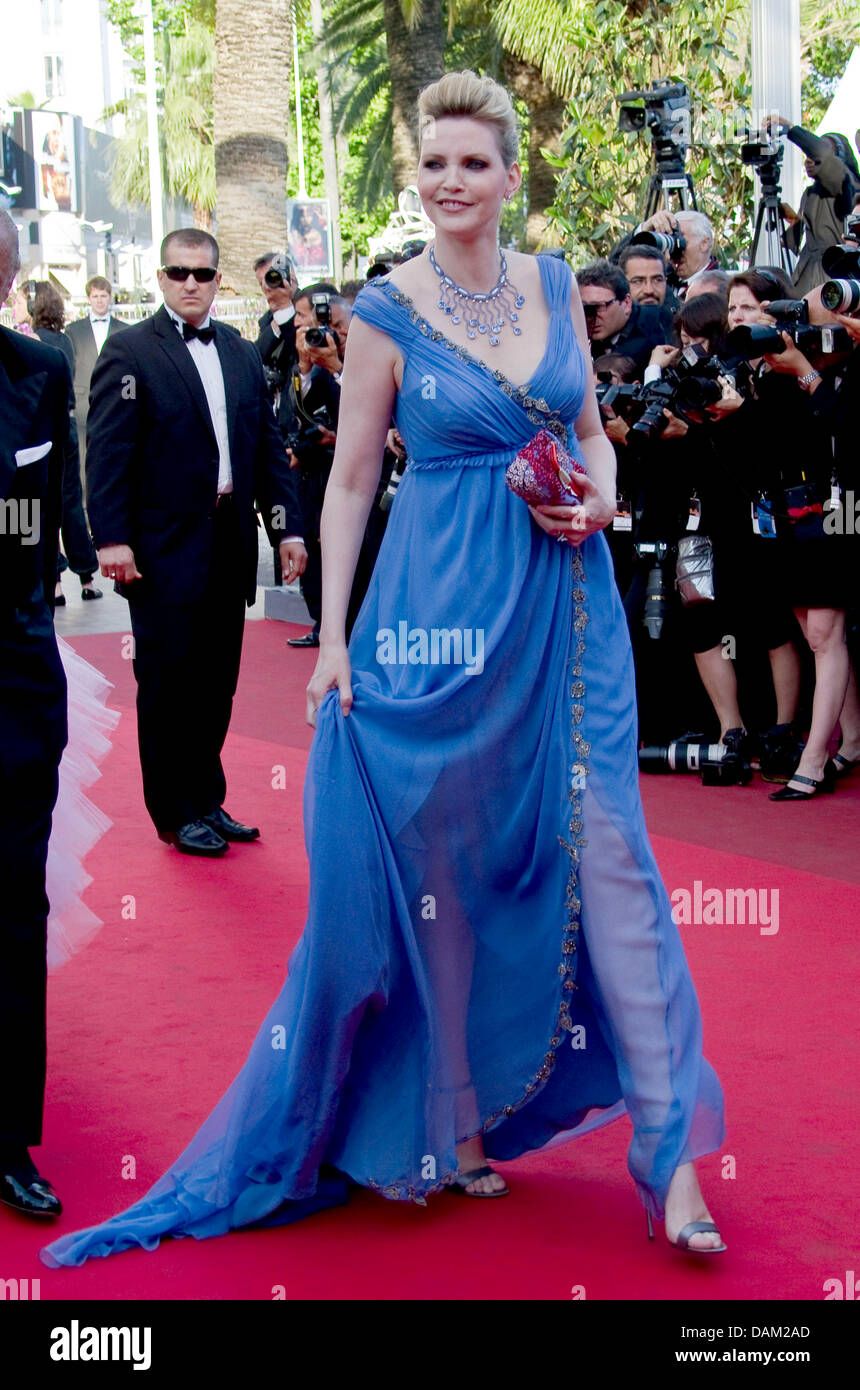 German model Nadja Auermann attends the premiere of 'The Beaver' at the 64th Cannes International Film Festival at Palais des Festivals in Cannes, France, on 17 May 2011. Photo: Hubert Boesl Stock Photo