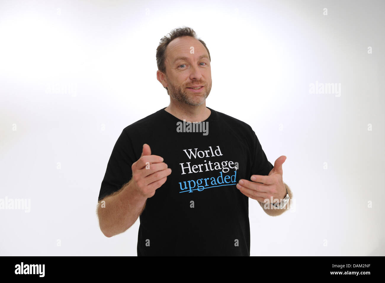 The founder of the online encyclopedia Wikipedia, Jimmy Wales, is pictured in Berlin, Germany