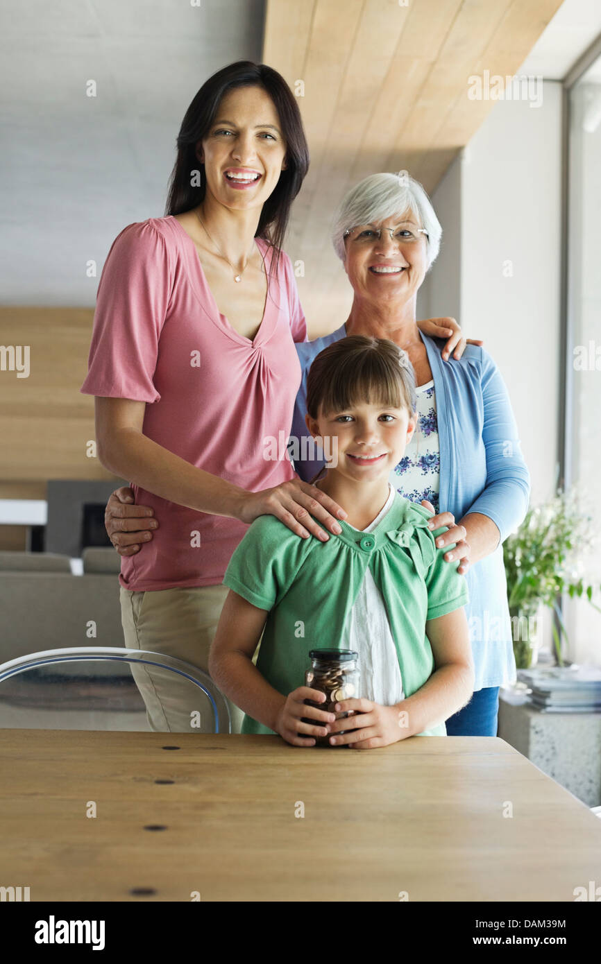 Three generations of women smiling together Stock Photo