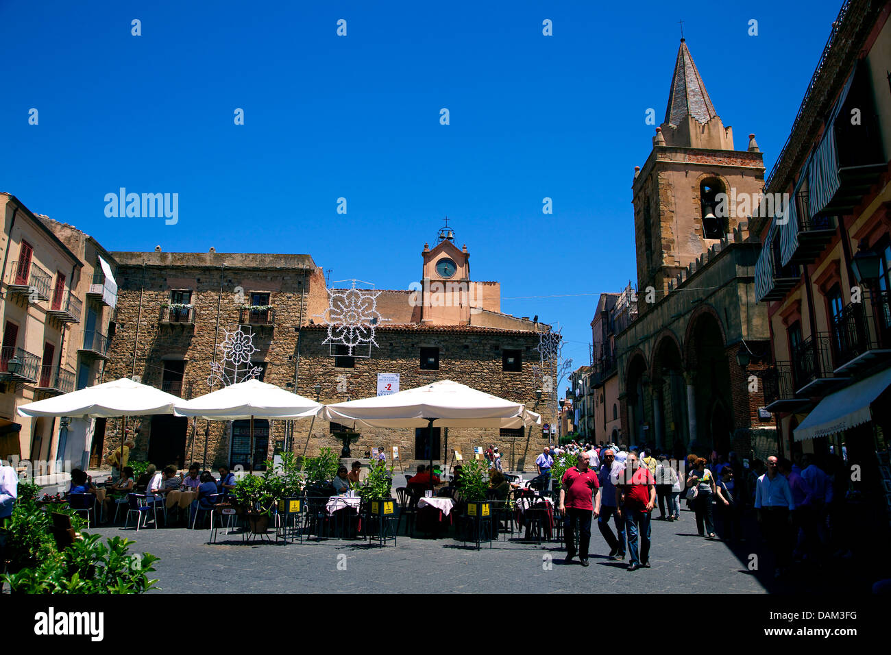 View of the small village of Castelbuono in the Madonie mountains, Palermo province, Sicily, Sicilia, Italy, Italia Stock Photo