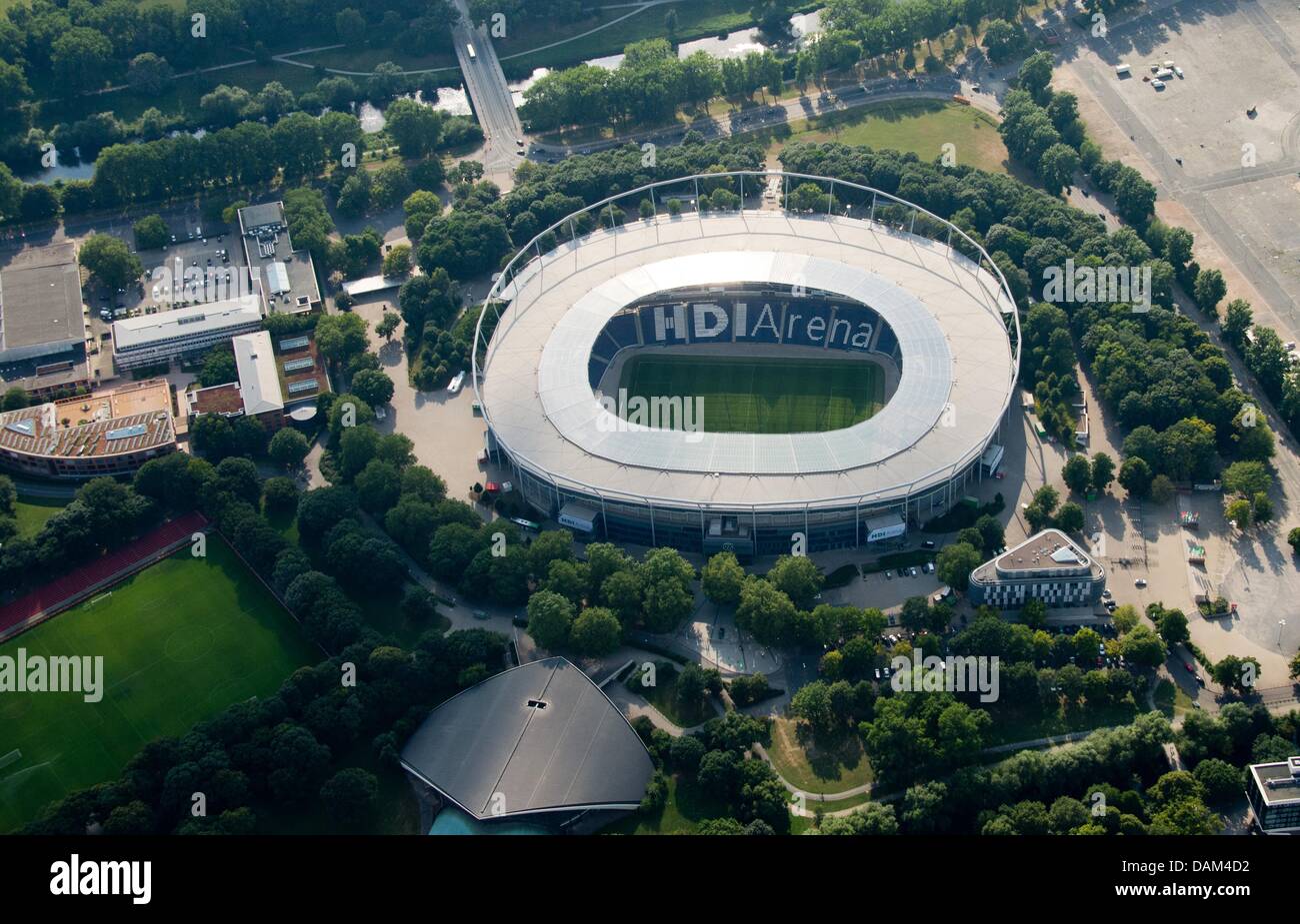 Aerial view of the HDI Arena, home of Bundesliga soccer club Hannover 96, in Hanover, Germany, 15 July 2013. Photo: Julian Stratenschulte Stock Photo