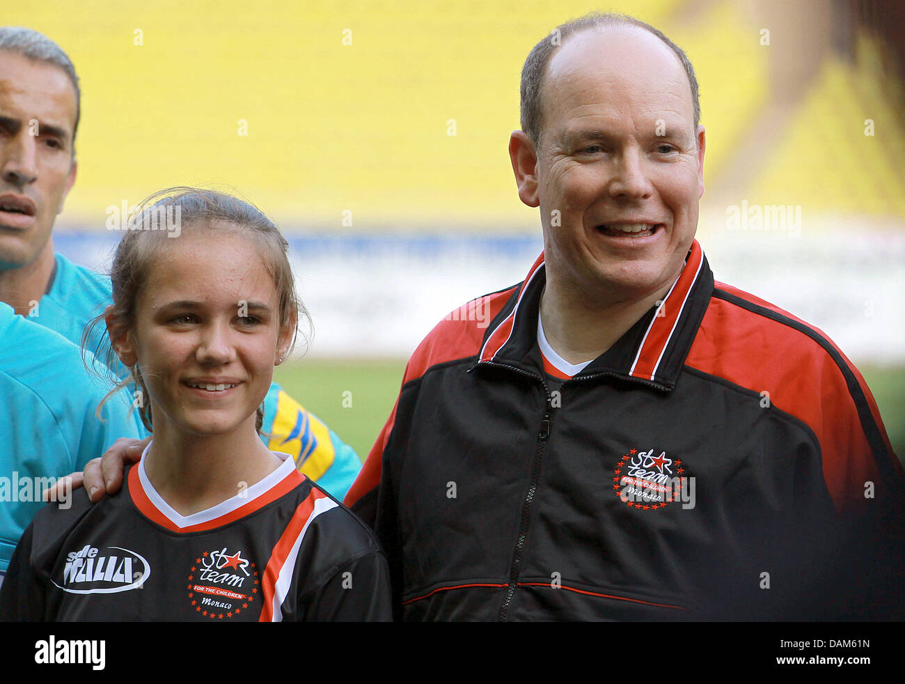Prince Albert II of Monaco (R) during a charity football match between racing drivers and celebrities prior to the Formula One Grand Prix of Monaco in Monte Carlo, Monaco, 24 May 2011. The Grand Prix will take place on 29 May. Photo: Jens Buettner dpa Stock Photo