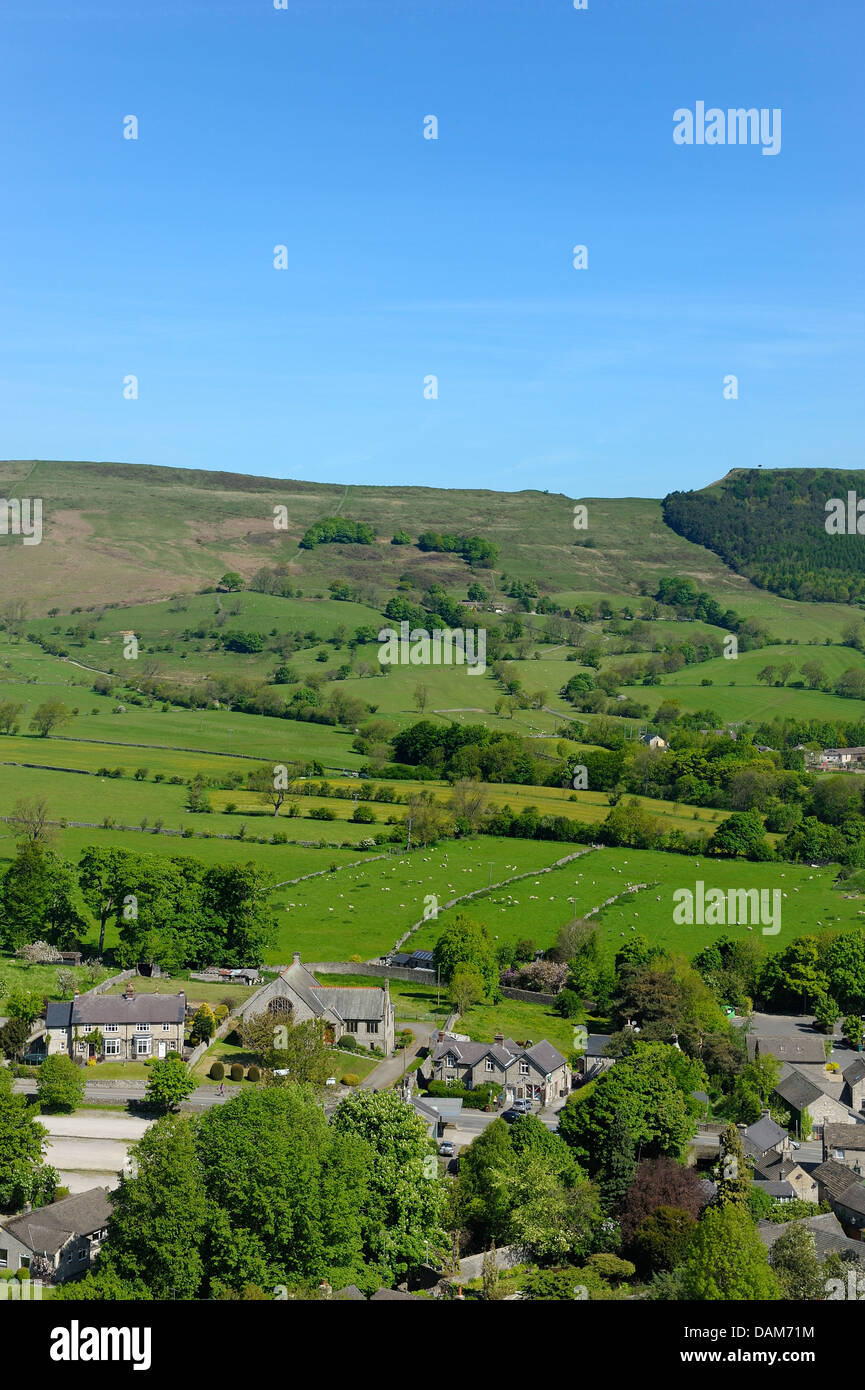 A view of Castleton and the hope valley Derbyshire peak district ...