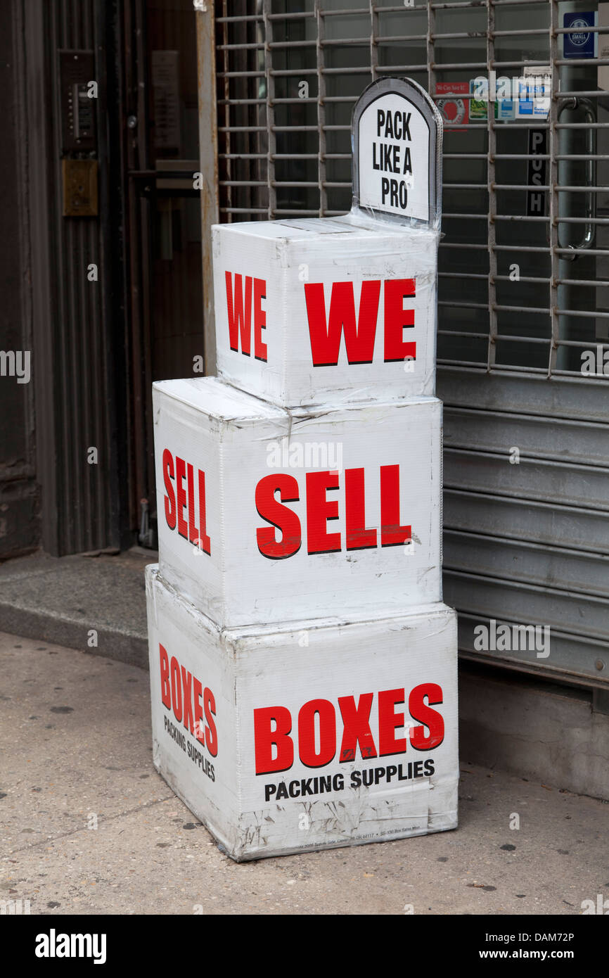 Boxes as advertisement in the streets of New York City Stock Photo Alamy