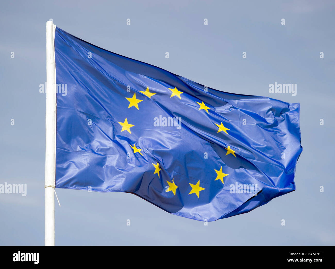 The European flag is pictured in Klettwitz, Germany, 26 May 2011. Photo: Patrick Pleul Stock Photo