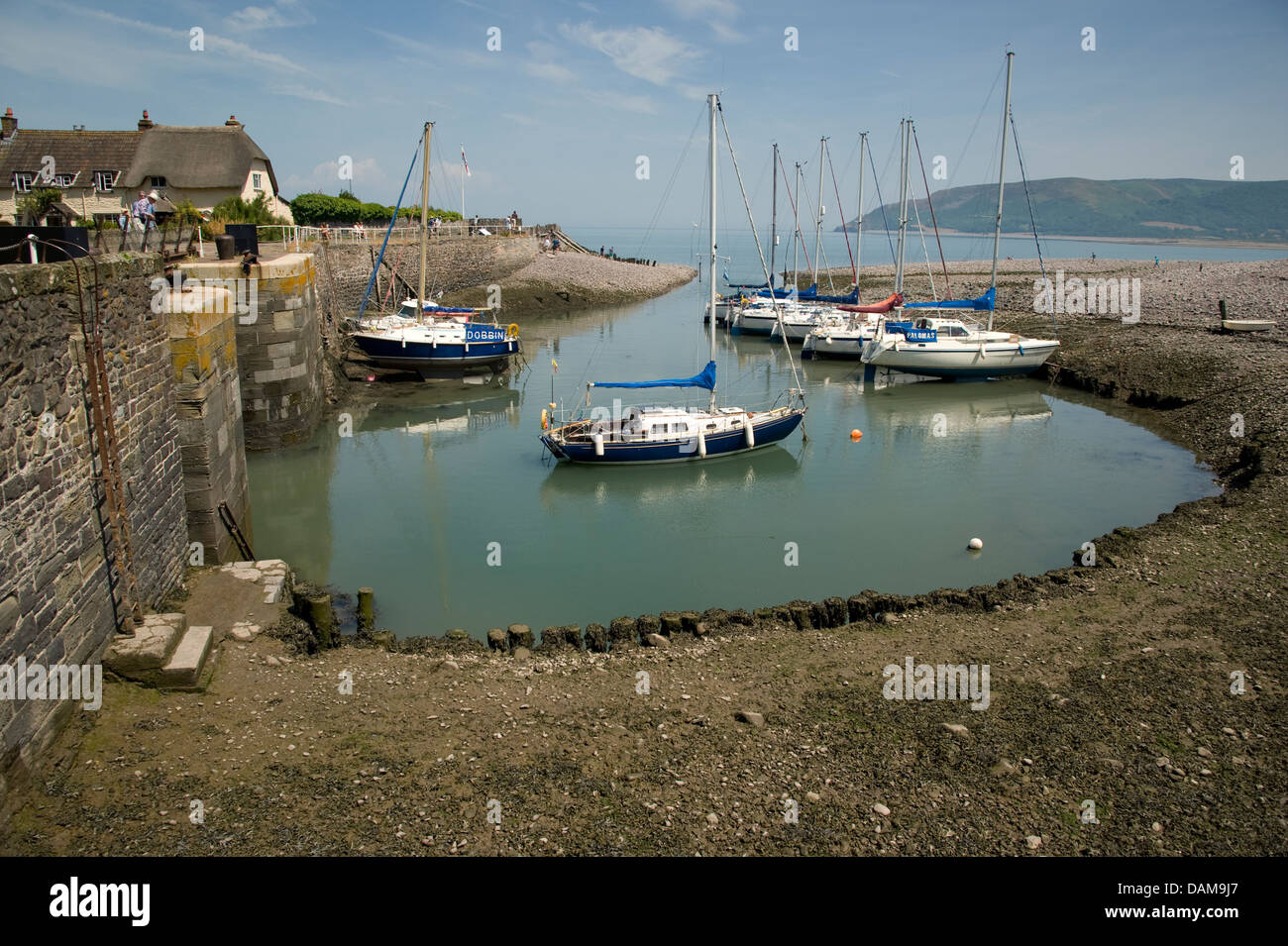 The pretty harbour at Porlock Weir, Somerset, England. Stock Photo