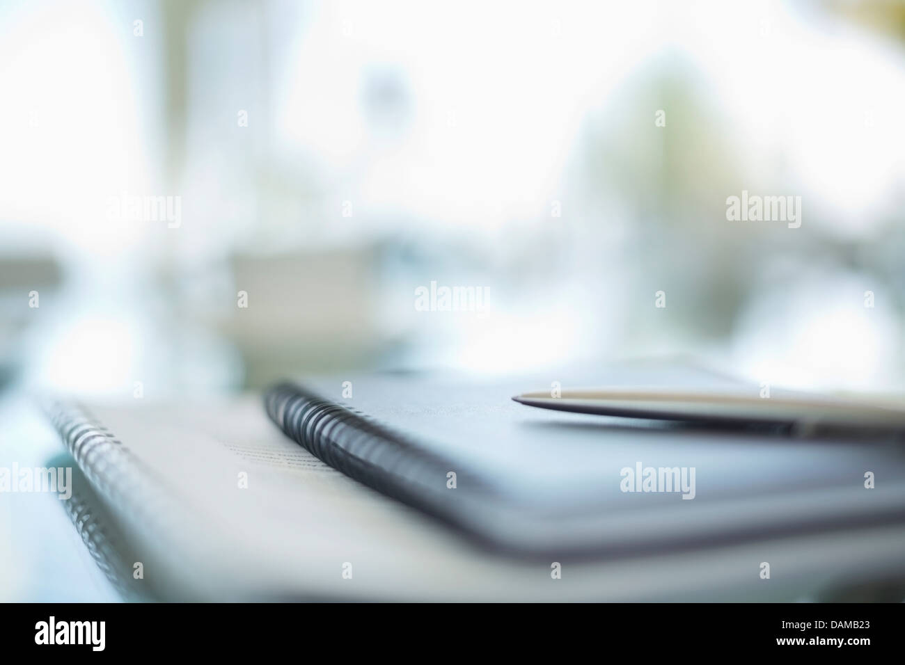 Close up view of spiral notebooks Stock Photo