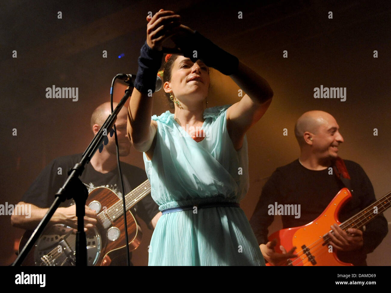 The French-Isrealian singer Yael Naim performs on stage at her Tour-start  at Postbahnhof in Berlin, Germany, 6 June 2011. Yael Naim will perform in Munich and Cologne as well. Photo: Britta Pedersen Stock Photo