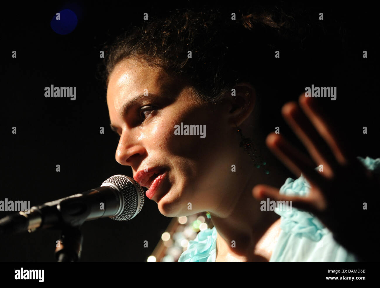 The French-Isrealian singer Yael Naim performs on stage at her Tour-start  at Postbahnhof in Berlin, Germany, 6 June 2011. Yael Naim will perform in Munich and Cologne as well. Photo: Britta Pedersen Stock Photo