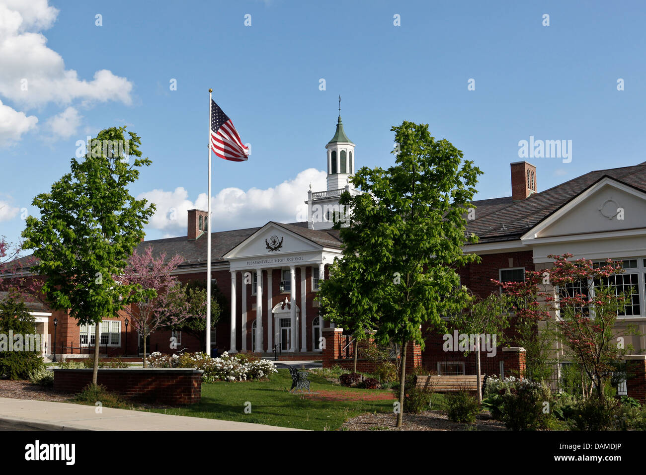 An American High School on a summer evening Stock Photo